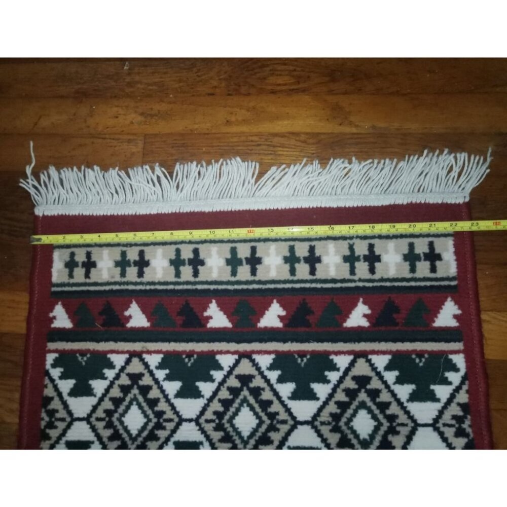 VTG Southwestern Wool‎ Navajo Runner Rug Bohemian 94" x 23" - Picture 6 of 16